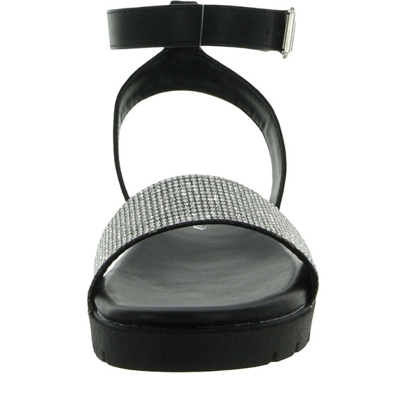 Wild Pair Women’s Jeenie Sparkle Open Toe Ankle Strap‎ in black Sz 8 - Picture 5 of 9